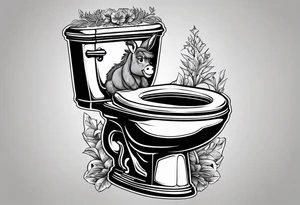 Very epic toilet with donkey from shrek sitting on it tattoo idea