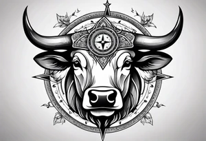 TAURUS BULL COMPASS white background tattoo idea