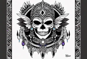 kali ma, alien goddess, valkrye, aries, cosmic pirate, divine feminine, zenza resonance, pachamama, lotus azul, blank panther, eagle, skull, 5D, nueva gaya, dna 12, left side chest tatoo tattoo idea