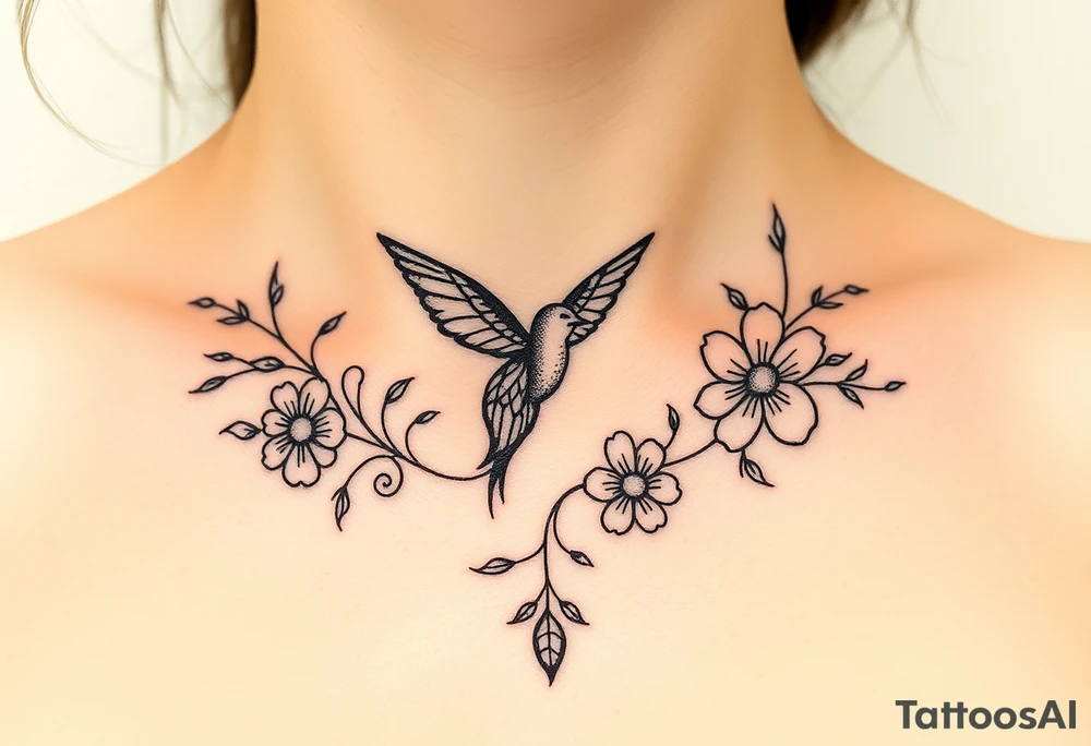 Je veux un tatouage underboobs délicat et ornemental. Il doit représenter ma renaissance après une dépression post-partum, avec des éléments à la fois féminins, naturels et profondément symboliques. Le coquelicot est central pour moi, entouré d’un papillon, de fleurs de cerisier et de feuillages fins. L’ensemble doit exprimer ma force douce, ma fragilité assumée, et ma métamorphose personnelle. tattoo idea