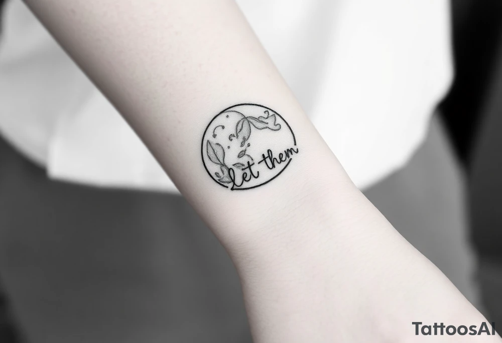Mystical holistic moon with the text Let Them tattoo idea