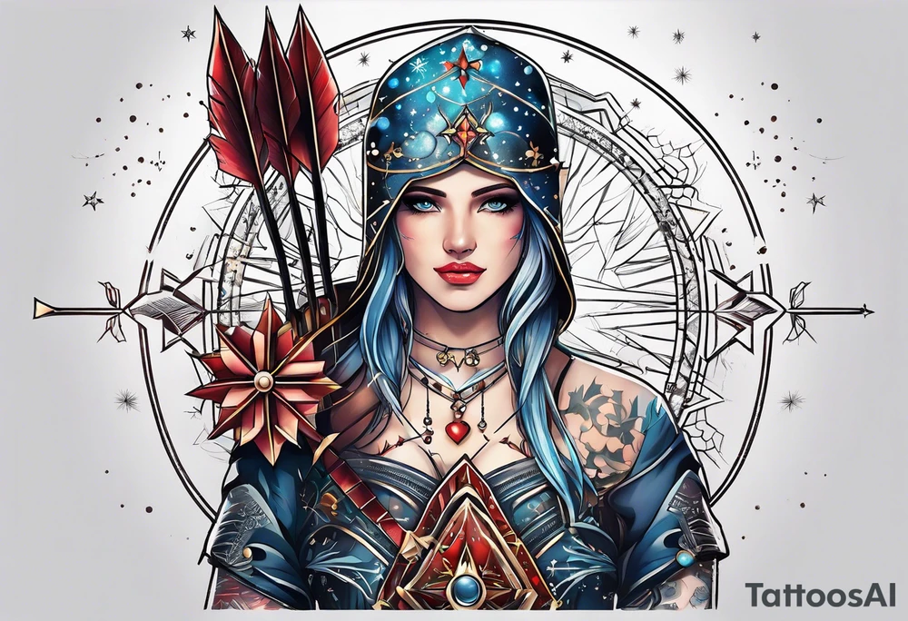 Constellation, arrow , snowflake tattoo idea