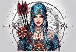 Constellation, arrow , snowflake tattoo idea