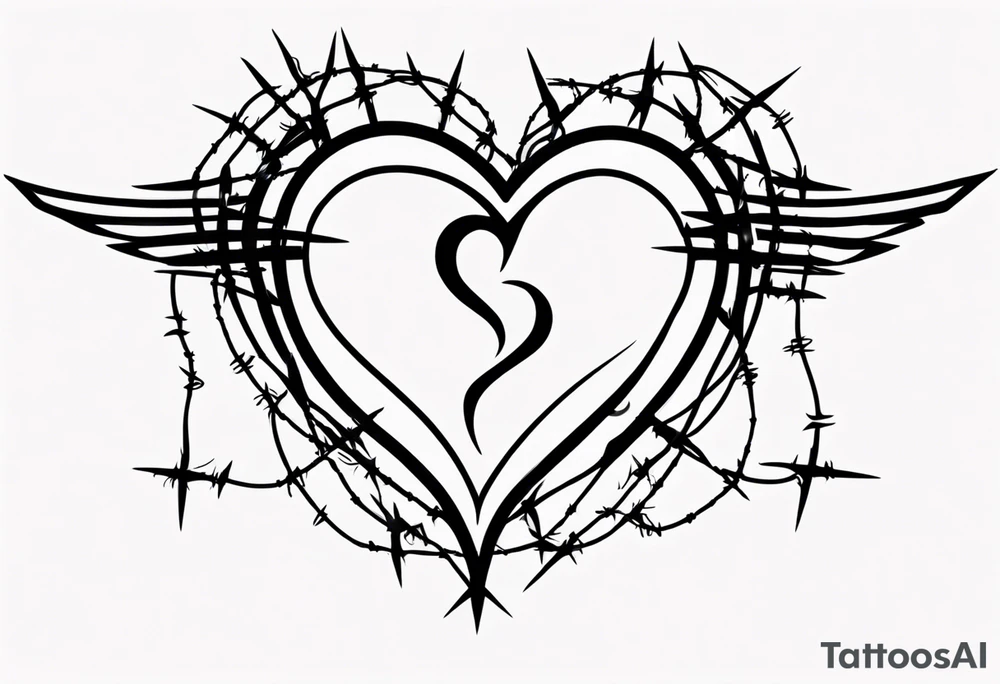 Simple Heart with barbed wire across centre tattoo idea
