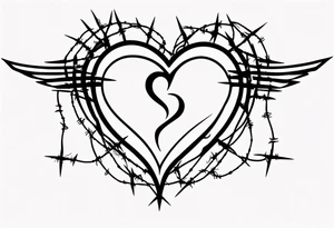 Simple Heart with barbed wire across centre tattoo idea