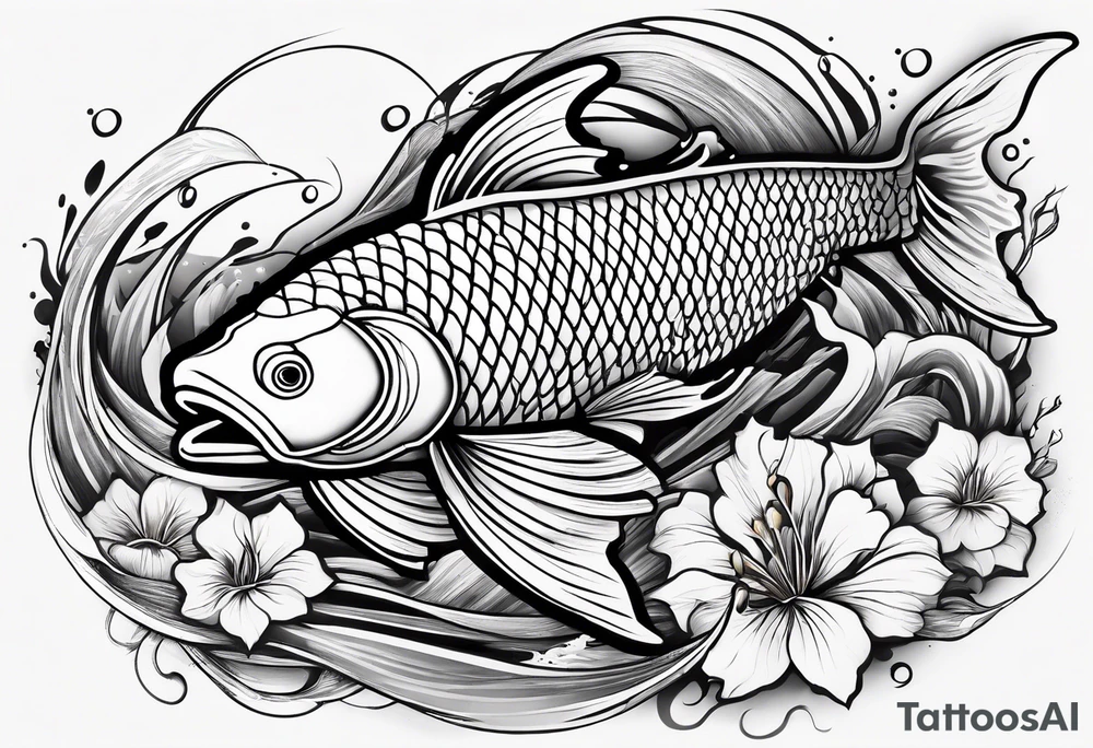 una carpa koi che esce dall'acqua tattoo idea