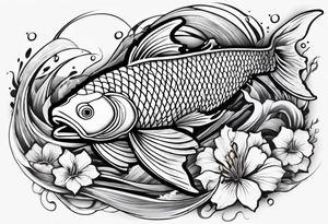 una carpa koi che esce dall'acqua tattoo idea