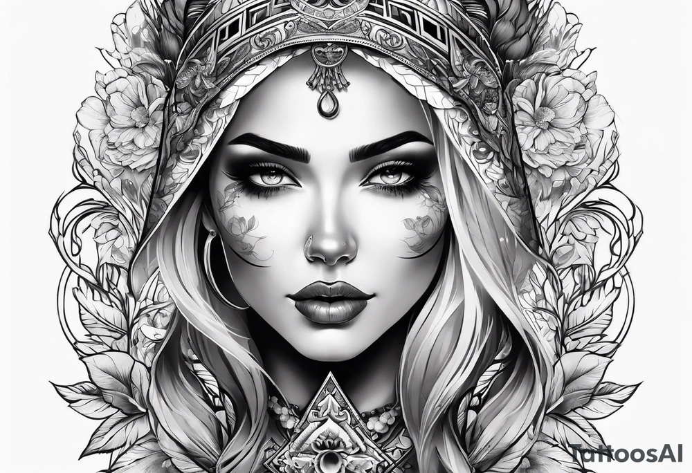 Woman with skull tattoo idea