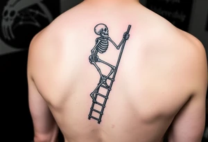 skeleton clibing up rope ladder tattoo idea