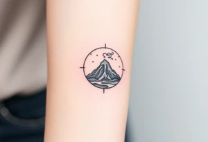 Geometric Volcano within Capricornus star constellation tattoo idea