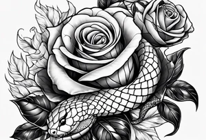 Snake wrapped around a rose stem tattoo idea