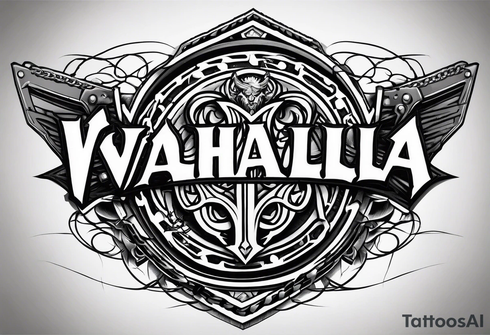 Valhalla sword shield barb wire chain tattoo idea