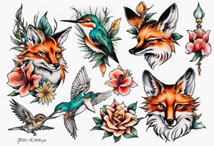 fuchs und kolibri tattoo idea