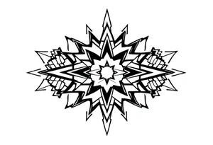 Trippy and psychedelic geometric patterns that merge in to one tattoo idea