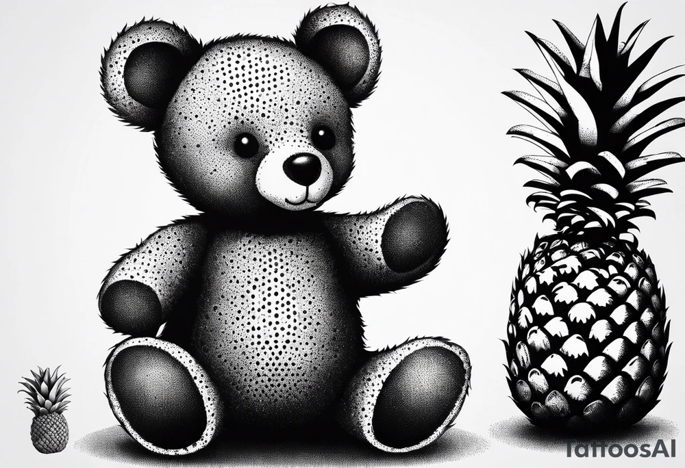 Teddy bear loves pineapple tattoo idea