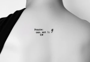 Minimalistic tattoo of a computer code snippet in C# tattoo idea