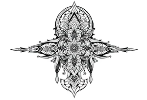 long ornament shaman and witch style mytical with ancient rhyme tattoo idea