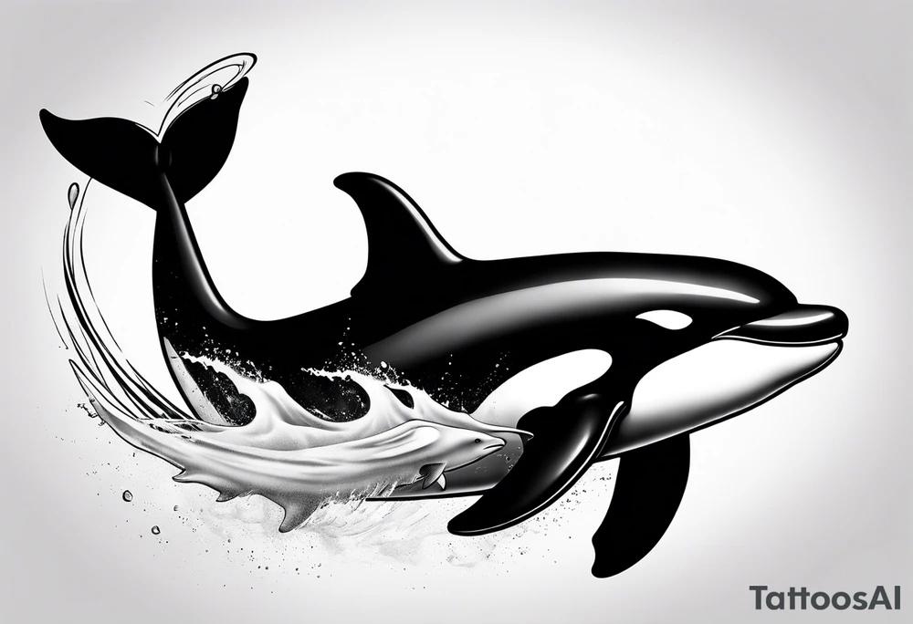 Killer whale that looks like it just won a fight with a shark tattoo idea