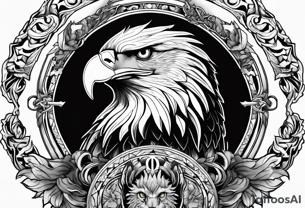 Eagle holding a lion tattoo idea
