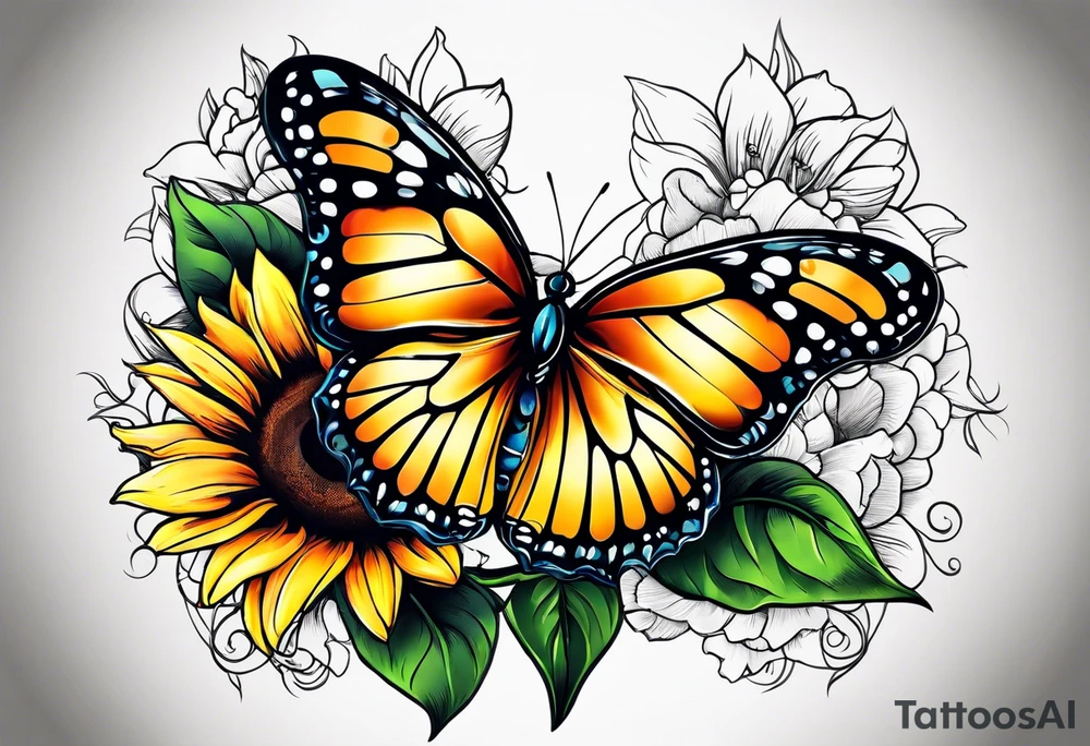 Butterfly and sunflower for mom tattoo idea