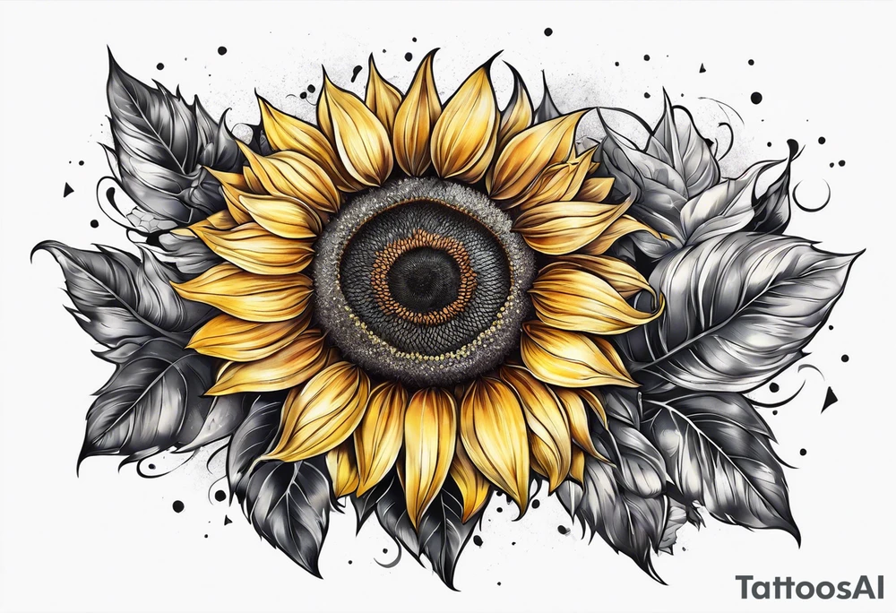 Sunflower arm sleeve tattoo idea