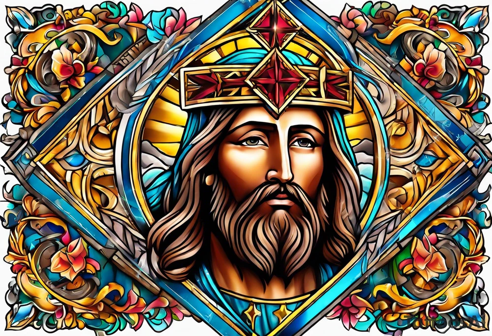 jesus olhando pra cima na cruz tattoo idea