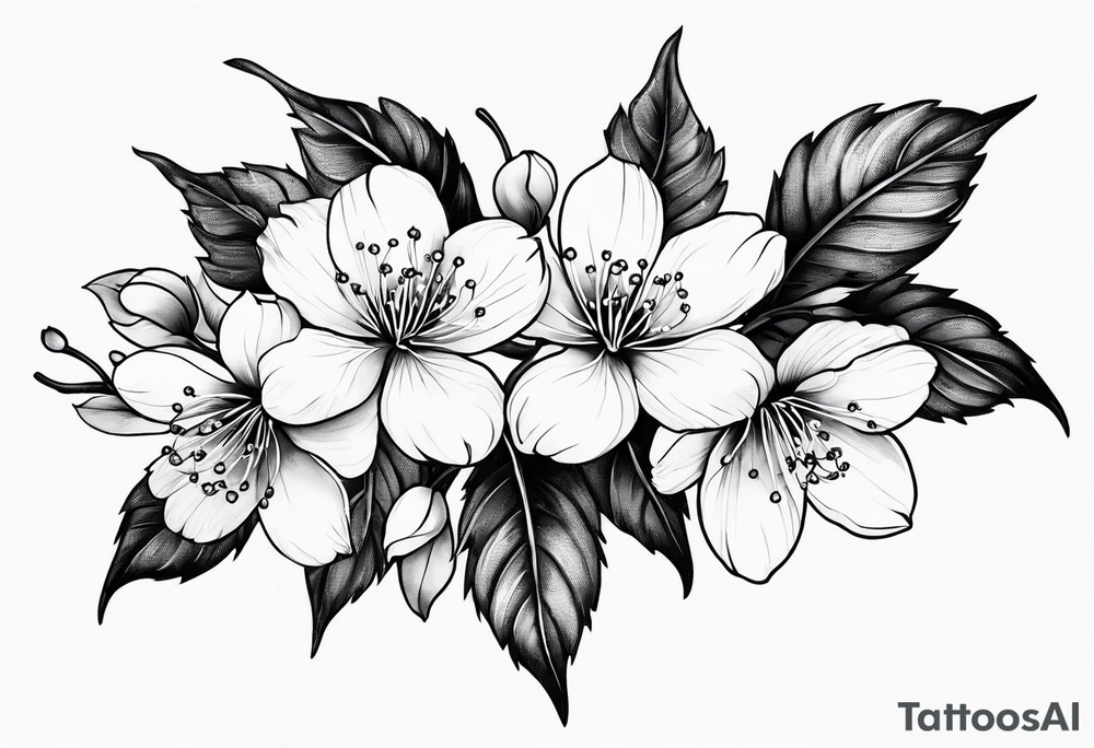 Cherry blossom leaves tattoo idea