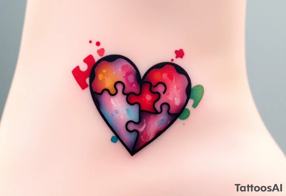 autism heart puzzle shape symbol tattoo idea