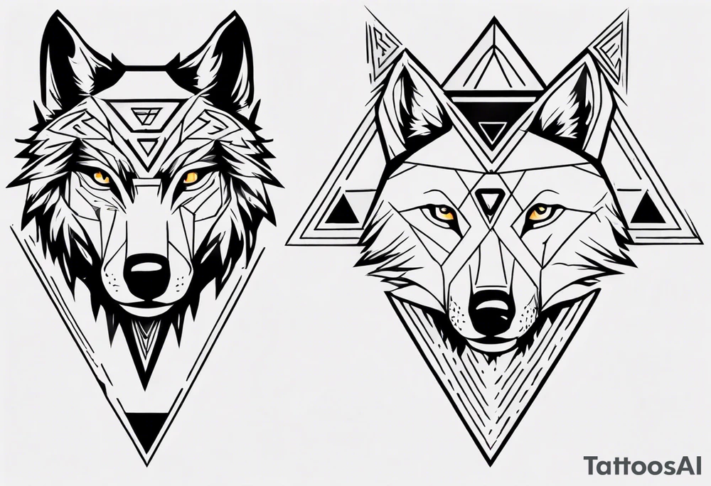 wolf head with triangle on forehead tattoo idea