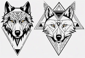wolf head with triangle on forehead tattoo idea