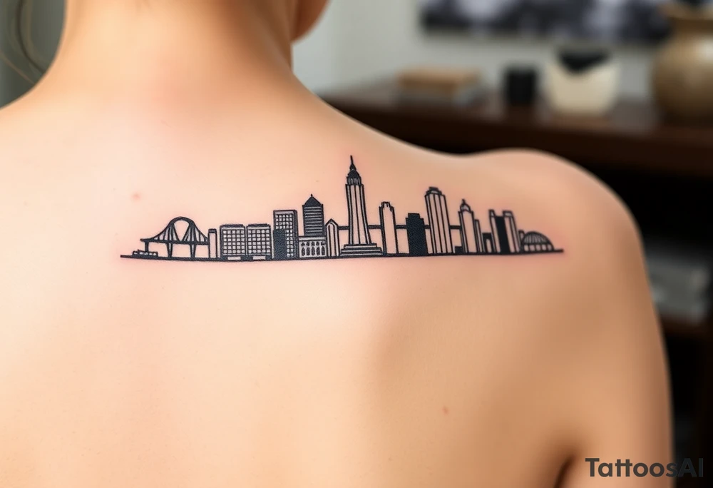 small thin lines pittsburgh skyline tattoo idea