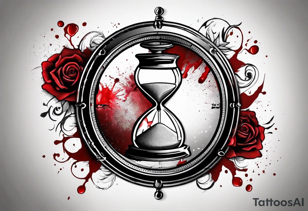a sand timer with pain, tears, blood and light tattoo idea