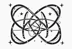 minimalist dna with four pointed stars around it tattoo idea