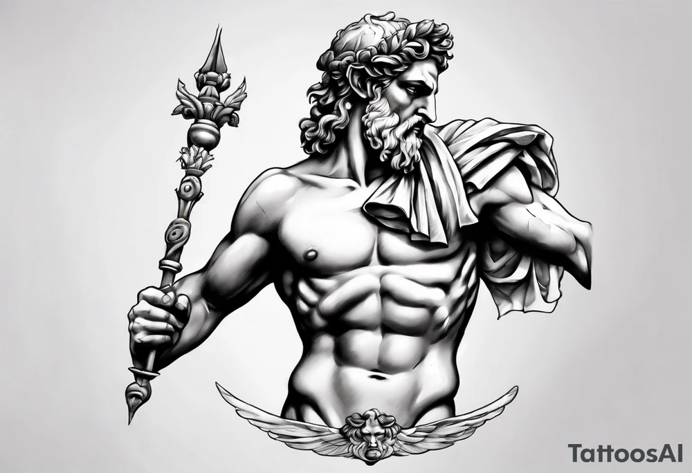 greek god statue realistic tattoo idea