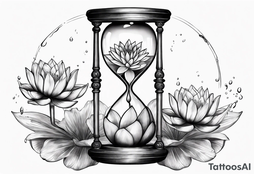 Hourglass with water lilly. tattoo idea