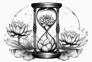 Hourglass with water lilly. tattoo idea