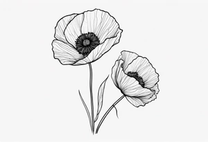Long red poppy flower tattoo idea