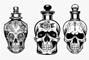 perfume bottle with a scull inside tattoo idea