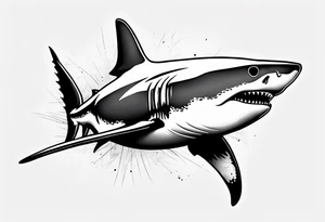 Great white shark outline but grunge tattoo idea