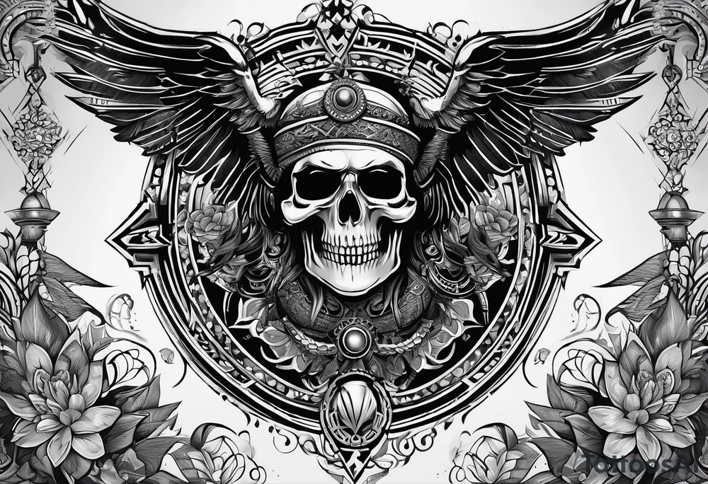 black kali, goddess pirate, alien, pachamama, valkrye, warrior, skull, lotus azul, wing, eagle, zenza resonance, stars, 5D tattoo idea
