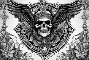 black kali, goddess pirate, alien, pachamama, valkrye, warrior, skull, lotus azul, wing, eagle, zenza resonance, stars, 5D tattoo idea