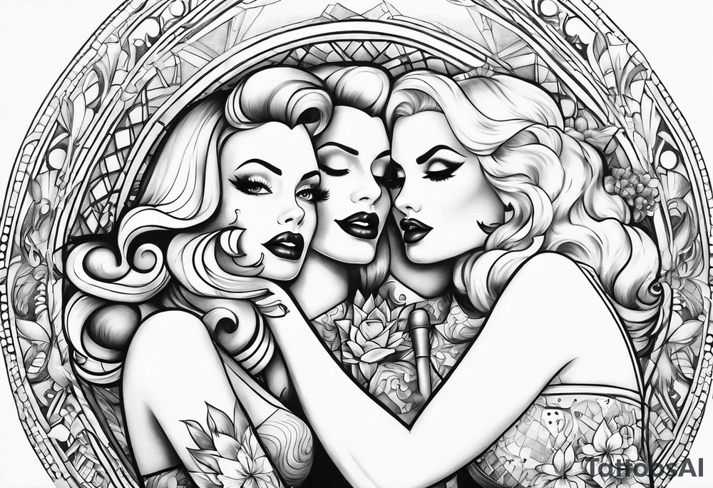 jessica rabbit and Marilin monroe sharing a pop sicle tattoo idea