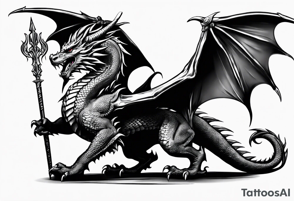 Welsh dragon clutching 3 spears. tattoo idea
