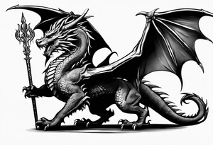 Welsh dragon clutching 3 spears. tattoo idea