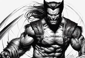 wolverine com suas garras no estilo Sketch tattoo idea