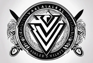 Valhalla shield sword axe Valknut fire tattoo idea