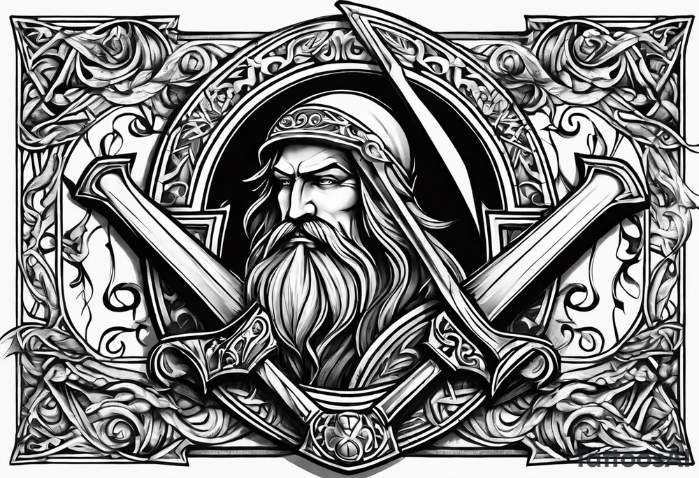 The symbol of Matthias a open Bible and a battle Axe tattoo idea