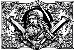 The symbol of Matthias a open Bible and a battle Axe tattoo idea