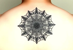 intricate mandala with sacred geometry and cosmic elements tattoo idea