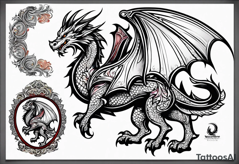 Standing Welsh dragon tattoo idea